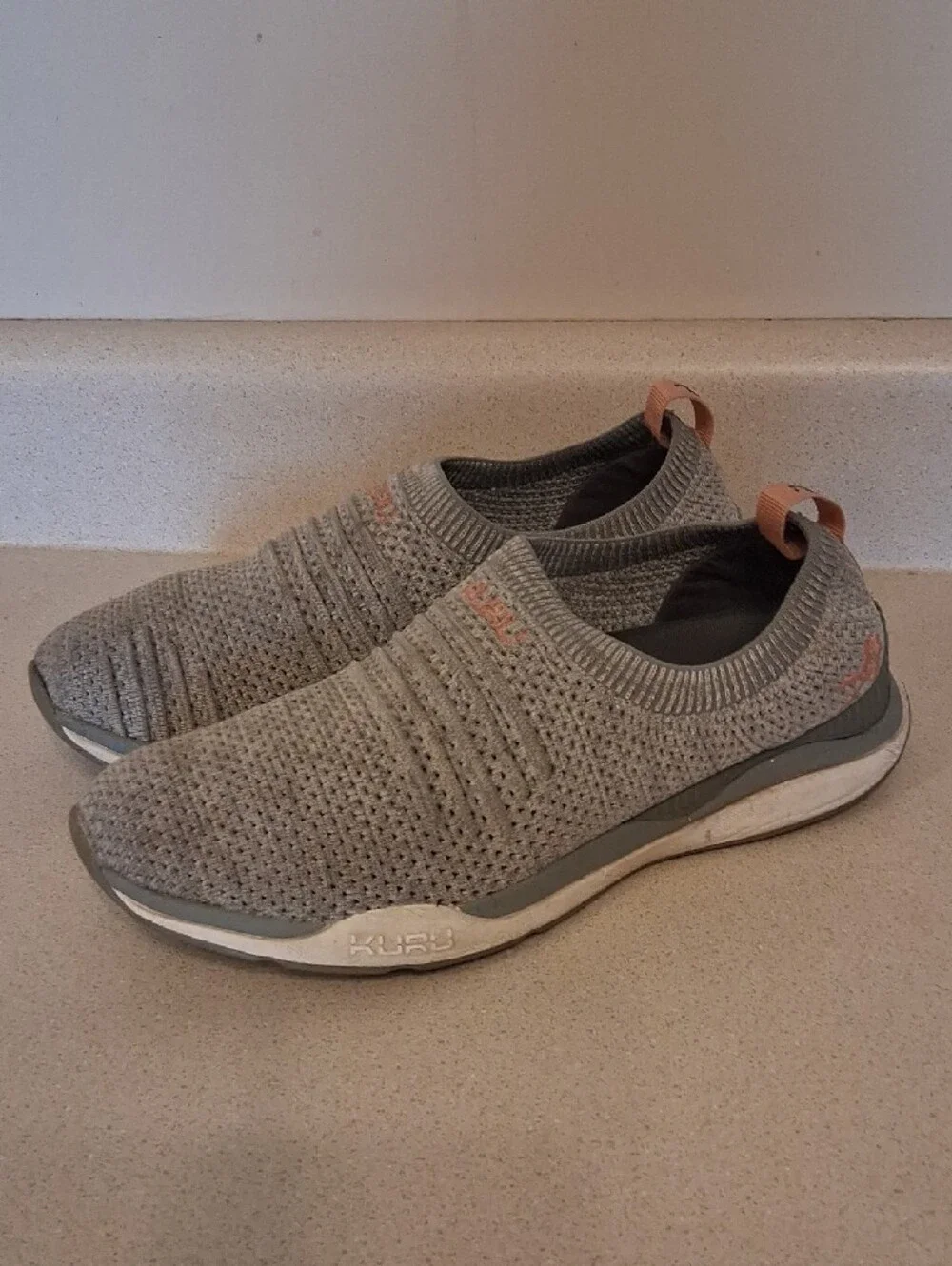 KURU Women Stride Light Gray Knit Slip-On Sneakers